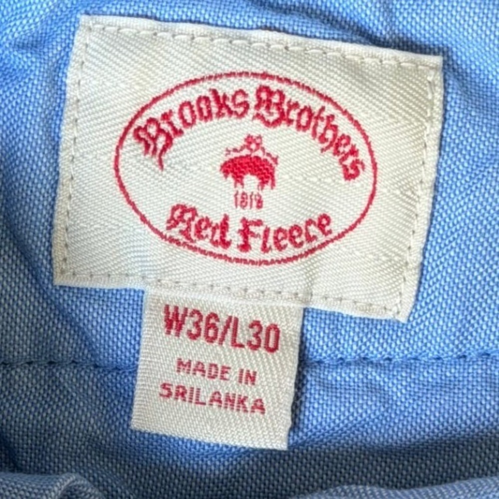 Brooks Brothers Red Fleece Mens Blue Chino Pants W36 L30 Slim Fit Cotton Blend - Picture 2 of 10